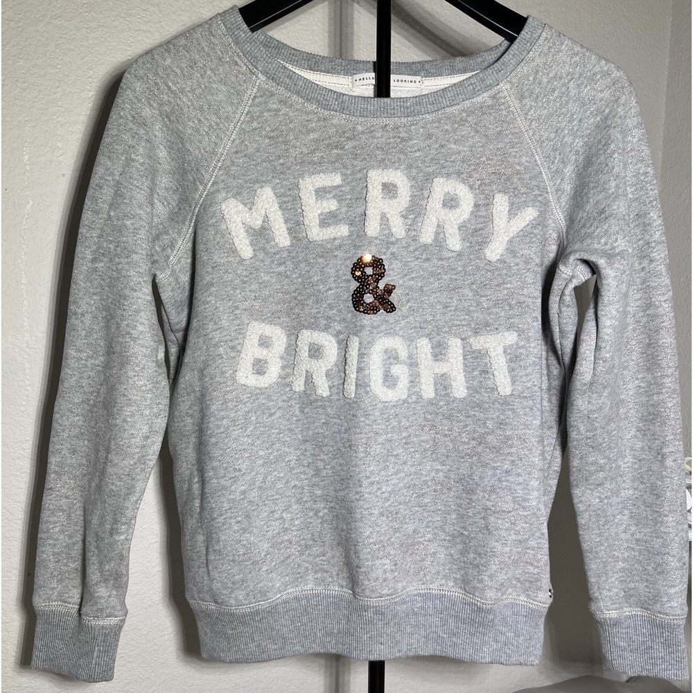 American Eagle Outfitters Merry Bright Sweatshirt Grey Sequins M